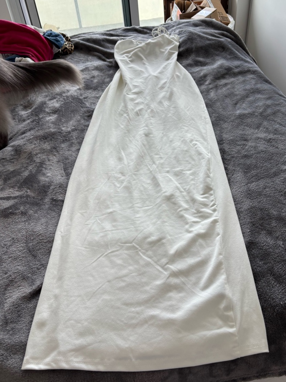 SHEIN White Strapless Maxi Gown